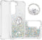 CCSmall for Samsung Galaxy S22 Plus Glitter Case with Ring Holder, Bling Sparkle Floating Liquid Soft TPU Cushion Fashion Girly Women Girls Clear ...