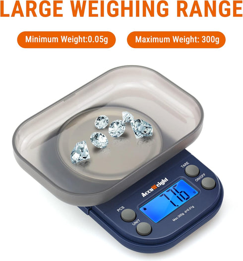 AccuWeight Digital Gram Scale for Weed with 300g/0.01g Limit Small Pocket Coffee Scale with High Accuracy, School Powder Jewelry Scale with Tare a...