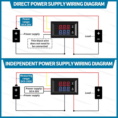 10 Pcs 0.28 Digital Voltmeter Ammeter 100V 10A Volt Amp Meter Current Voltage Tester with Connect Wires Red Blue Dual LED Multimeter Display Panel...