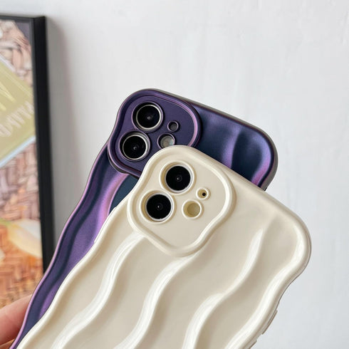 Caseative for iPhone 12 Case,Water Ripple Pattern Curly Wave Frame Soft Compatible with iPhone Case (White,iPhone 12)...