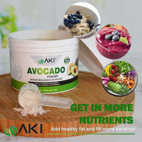 AKI Avocado Superfood Powder (6oz/170g) - Rich in Nutrients, Vitamins, Omega 3 & Antioxidants - Ideal for Smoothies, Yogurt or Milkshake Popsicles...