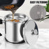 Bacon Grease Container With Strainer,1.3L(46 fl. oz.) Kitchen Stainless Steel Oil Container Can with Strainer and Anti-slip coaster tray for Store...