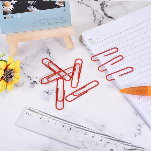 MECCANIXITY Paper Clips Medium Size 2 Inch Vinyl Coated to Prevent Tearing Pages with Box for Organize Office Home Red Count 100...