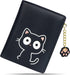 CONISY Cute Wallets for Women, Leather RFID Blocking Small Bifold Wallet with Zipper Coin Purse for Girls and Ladies Womens Wallet (Cat Black)...