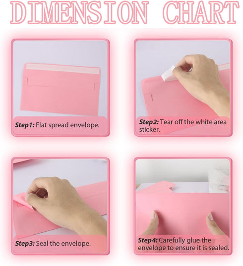 50 Packs 5x7 Envelopes,Pink A7 Envelopes,5x7 Envelopes for Invitations,Envelopes Self Seal for Weddings,Greeting Cards, Mailing, Invitations, Phot...