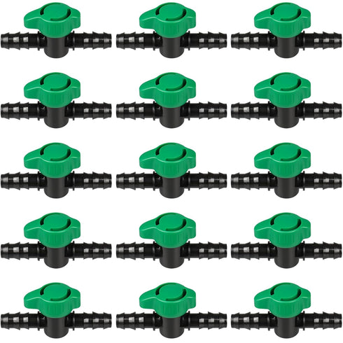 1/2 Inch Drip Irrigation Barbed Valve, 15 Pcs Barbed Switch Valves Drip Line Parts for 1/2" Drip Tubing (.570-.620" ID), 1/2 in. in-line Barbed Sh...