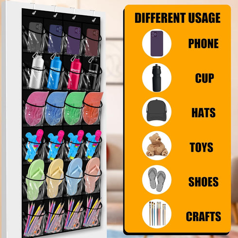 24 Pockets Hanging Shoe Organizer Large Clear Pockets Over the Door Pantry Organizer Shoe Holder for Back of Door Hanging Shoe Bag for Closet Wate...