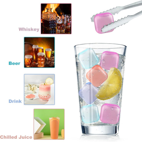 Tngan 65 Pack Color-changing Reusable Ice Cube, Plastic Ice Cubes for Drinks, Washable Refreezable BPA Free, Non-Melting Ice Cubes for Whiskey, Co...