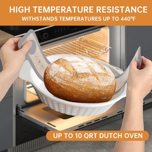 Silicone Bread Sling Dutch Oven, 2 PCS Non-Stick & Easy Clean Reusable Silicone Bread Baking Mat With Long Handles, Easy to Transfer Sourdough Bre...
