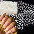 30Pcs/Set Glitter White Flower Nail Art Stickers, Small Floral Self Adhesive Nail Decals Nail Supplies White Flowers with Rhinestones Design- 3D N...