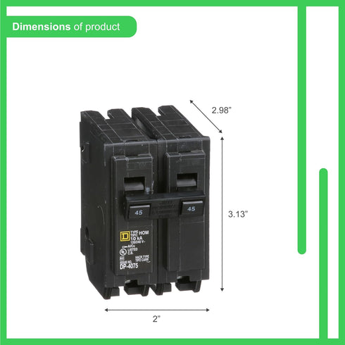 Square D by Schneider Electric HOM245CP Circuit Breaker, 240 Volts, Black...