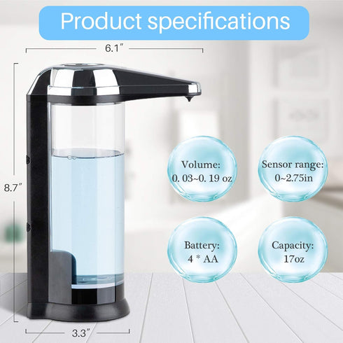 Secura 17oz Automatic Liquid Soap Dispenser, Touchless Battery Operated Hand Soap Dispenser with Adjustable Soap Dispensing Volume Control Dial, P...
