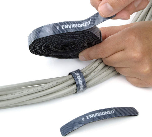 Reusable Cable Ties 1/2" x 4" Self-Gripping Strips Ready to Use Precut Straps for Cable Management and Organizing Cords 50 Pack (Black)...