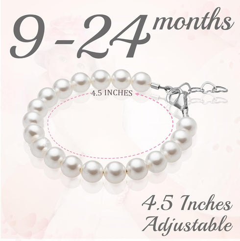 Delicate Sterling Silver Bracelets for Girls with High End White European Simulated Pearls, Elegant Girls Jewelry, Pearl Bracelet for Birthday Gif...