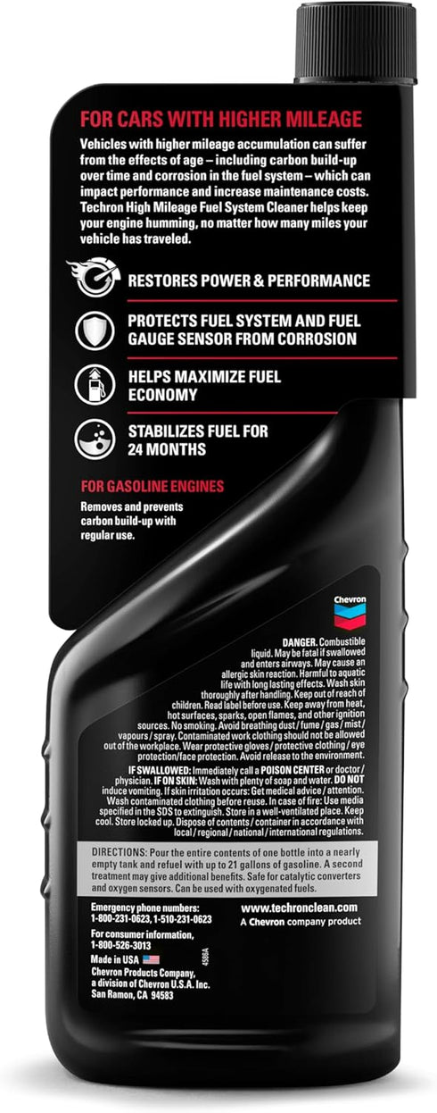 Chevron Techron High Mileage Fuel System Cleaner, 12 oz, Pack of 1...