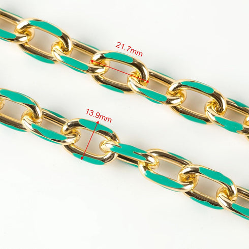 YOUBEIYEE 1 Yard Blue Enamel Paperclip Chains for Jewelry Making Gold Plated Aluminum Jewelry Making Chain Bulks with Jump Rings and Lobster Clasp...