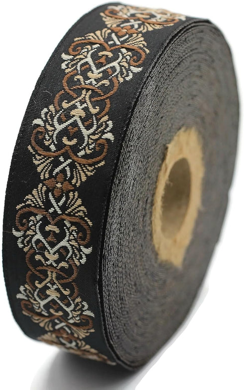 10.9 Yards 0.98 inch Celtic Knot Brown Jacquard Ribbon Trim Embroidered Sewing Band Woven Border 25976...