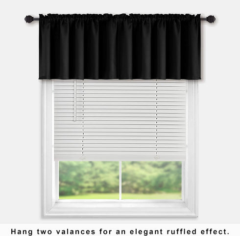 KOUFALL Black Valances for Windows,Blackout Valance Curtains for Kitchen Bathroom,18 Inch Length...
