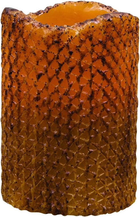 CWI Gifts Burnt Drip Wax Battery Operated Candle - Realistic Flameless Candles - LED Candles - Battery Operated with Timer - 4.5" - Mustard Honeyc...