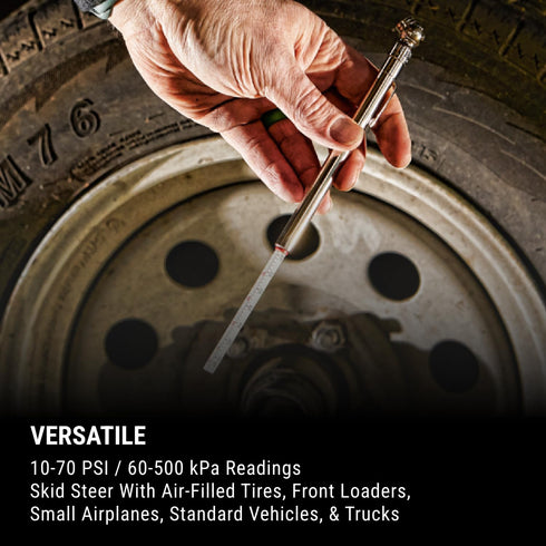 Milton S-920 Pencil Tire Pressure Gauge With Tread Depth Gauge, Built-in Deflator Valve, For Higher-Pressure Automobile Tires, Durable Plated Bras...