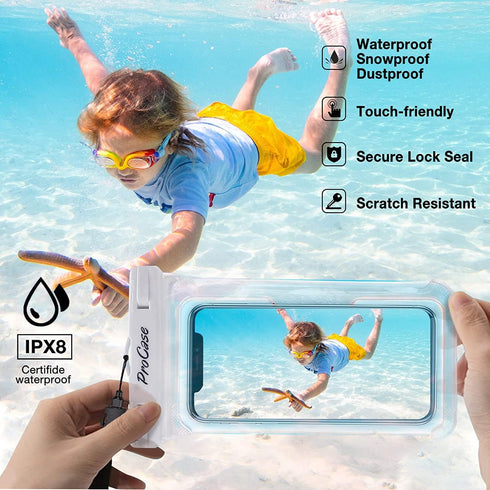 ProCase 2 Pack Waterproof Phone Pouch, Underwater Phone Case Up to 7", Dry Bag for iPhone 16 15 14 13 Pro Plus Max, Galaxy S24 S23 S22 Ultra Pixel...