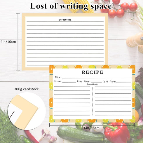 72 Count Recipe Cards, Recipe Cards 4x6 Double Sided, Blank Recipe Cards for Bridal Shower and Wedding, 4x6 Recipe Cards(4 Fruit Design)...