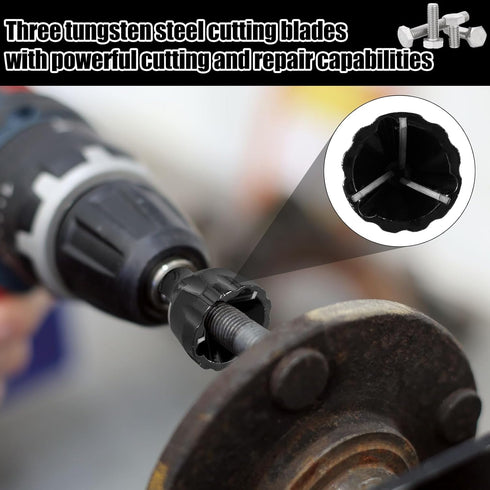2Pcs Deburring External Chamfer Tool, Safe Screw Deburring Chamfering Drill Bit, Tungsten Steel Hex Shank Remove Burr Tool, Metal Thread Burr Remo...