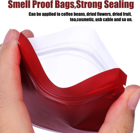 Blulu 100 Pieces Resealable Foil Proof Bags Scent Proof Flat Pouch Clear Smell Sealable Packing Bags Iridescent for Food Storage Snack Jewelry(3 x...