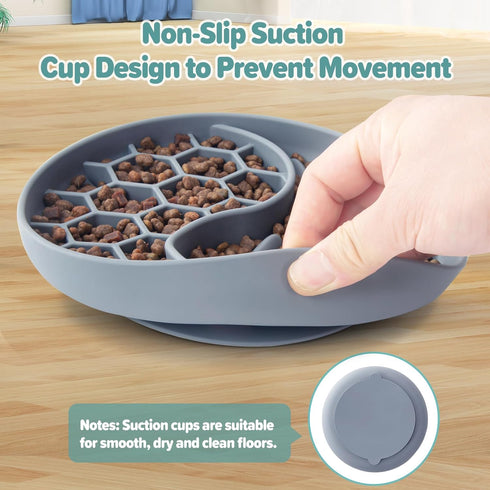 Slow Feeder Dog Bowls, Silicone Pet Food Bowls with Suction Cups for Small Medium Breed, Non-Slip Dog Feeding Bowls Slow Down Pet Eating Speed, An...
