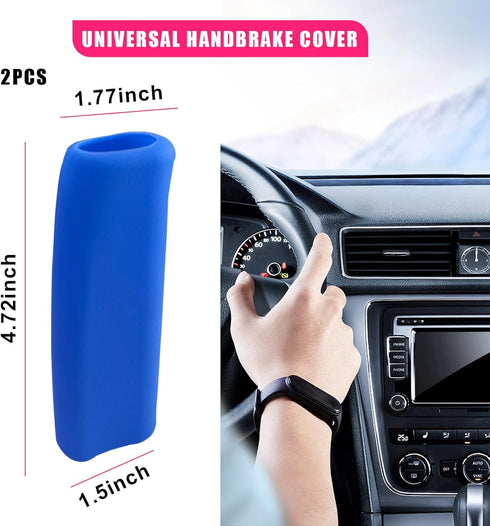 2PCS Car Handbrake Cover, Anti-Slip Silicone Auto Handbrake Shifter Protector, Comfortable Grip Handbrake Decoration for Men Women, Universal Vehi...