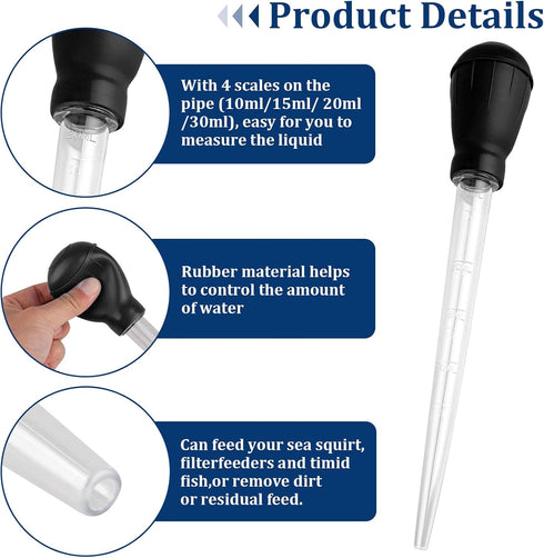 Fish Tank Cleaning Waste Remover, 30ml Dropper Pipette for Aquarium Cleaning Tools, Manual Fish Tank Cleaner Water Changer, Black Fish Tank Rock C...