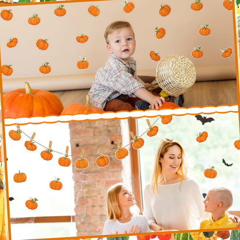 60 Pieces Pumpkin Cutouts Classroom Decoration Fall Bulletin Board Decorations 6 Designs Pumpkin Cutouts with 60 Glue Point for Halloween Fall Tha...