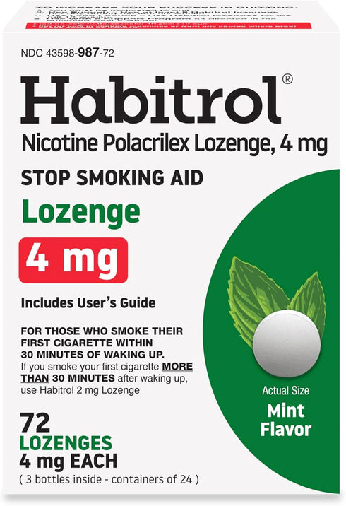 Habitrol Nicotine Lozenges - 4 mg, Mint Flavor, 72 Count - Nicotine Lozenge to Reduce Cravings & Help Quit Smoking...
