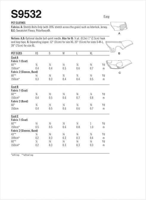 Simplicity Sporty Pet Clothes Sewing Pattern Kit, Code S9532, XS-S-M-L-XL, Multicolor...