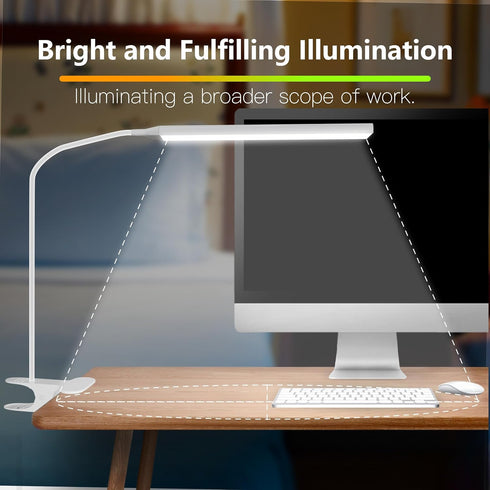ORALUCE Clip on LED Desk Lamp Reading Light, 3 Modes 10 Brightness Dimmable Clip on Desk Light, Flexible Gooseneck Swing Arm Desk Lamp with Clamp ...