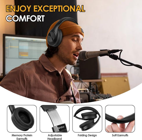 JH-923 Wireless Headphones Over Ear, 65H Playtime, 3EQ Sound Modes, Hi-Res Audio with Deep Bass Microphone,Foldable Lightweight Bluetooth Headphon...