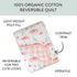 HonestBaby Quilted Baby Blankets Reversible Organic Cotton for Infant Boys, Girls, Unisex, Strawberry Pink Floral, One Size...