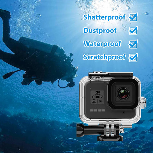 HONGDAK 60M/196FT Waterproof Housing Case for GoPro Hero 8 Black, Protective Underwater Dive Housing Case Shell with Bracket Accessories for Go Pr...