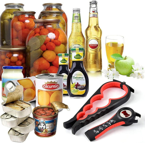 Jar Opener Bottle Opener,5 In 1 Multi Function Can Opener-Ergonomic Multifunctional Kitchen Tools Set For Weak Hand, Children?Elderly, Seniors, Ar...