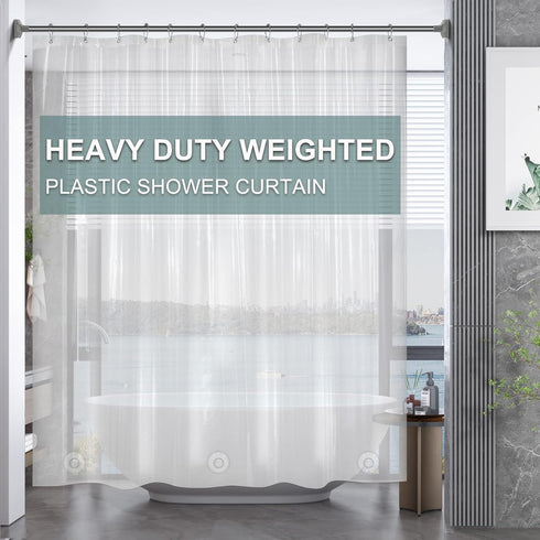 AmazerBath Plastic Shower Curtain Clear Premium PEVA, Clear Shower Curtain Heavy Duty 8G, Weighted Shower Curtains for Bathroom Accessories with 3...
