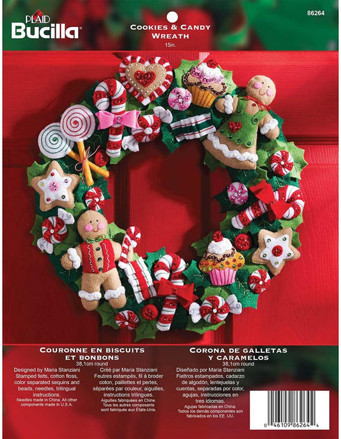 Bucilla Felt Applique Wreath Kit, 15-Inch Round, 86264 Cookies & Candy...
