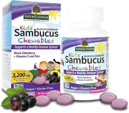 Nature's Answer Kids Sambucus Chewables Black Elderberry with Vitamin C and Zinc...