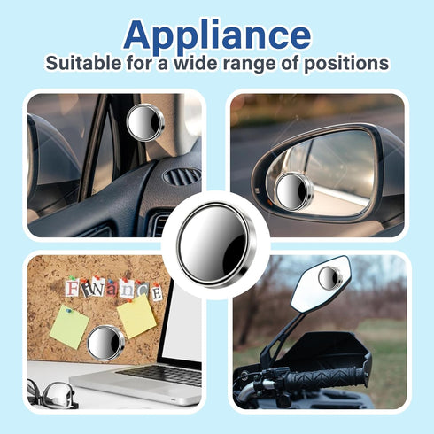 8Pcs Blind Spot Mirrors for Car 1.97’’ Round HD Convex Mirror Angle Adjustable HD Glass Round Side Rear View Convex 360° Wide Angle Side View Mirr...