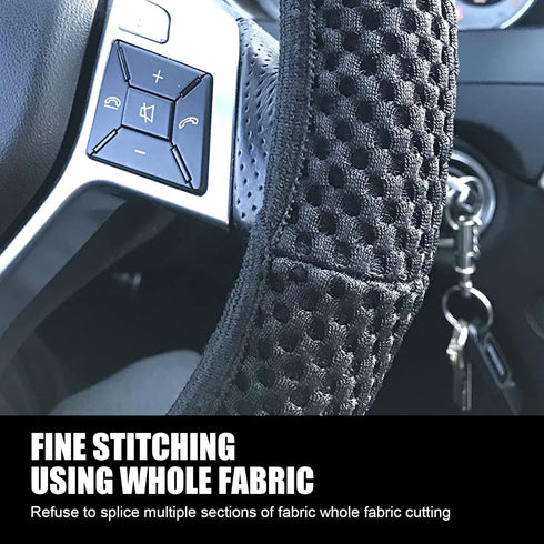 Pack-1 Car Steering Wheel Cover, Ice Silk 3D Massage Mesh Breathable Without Inner Ring Steering Wheel Cover, Elastic Easy Grip Anti-Slip Protecto...