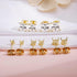 GEMSME 18K Gold Plated Princess Cut Clear Cubic Zirconia Stud Earrings Pack of 5 (gold)...