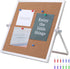 9.8 x 9.8" Cork Board Bulletin Board, Double Sided Pin Board with Silver Aluminum Border, Desktop Small Cork board with Stand Suitable for Home, O...