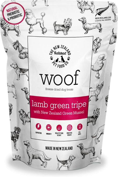 The New Zealand Natural Pet Food Co WOOF Freeze Dried Dog Treats - Lamb Green Tripe, High Protein, Large & Small Dog, Topper or Dog Treat - 1.4 oz...