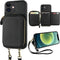 Bocasal RFID Blocking Wallet Case for iPhone 12/12 Pro, Adjustable Crossbody Zipper Purse Case Card Holder with Kickstand Detachable Wrist Strap, ...