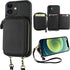 Bocasal RFID Blocking Wallet Case for iPhone 12/12 Pro, Adjustable Crossbody Zipper Purse Case Card Holder with Kickstand Detachable Wrist Strap, ...
