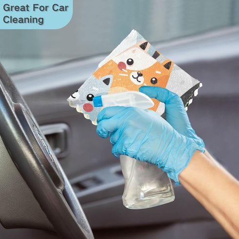 Cute Cats Microfiber Reusable Cleaning Cloths Kitchen Dish Cloths Dish Rags for Washing Dishes, Animal Dish Towels Washcloths for Kitchen Drying, ...